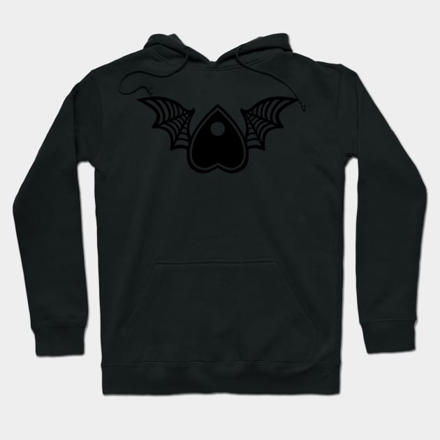 Planchette with Wings - Black on White Hoodie by AliceQuinn